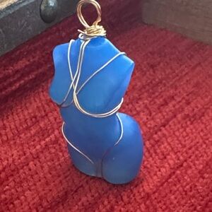 Blue Wire Wrapped Pendant